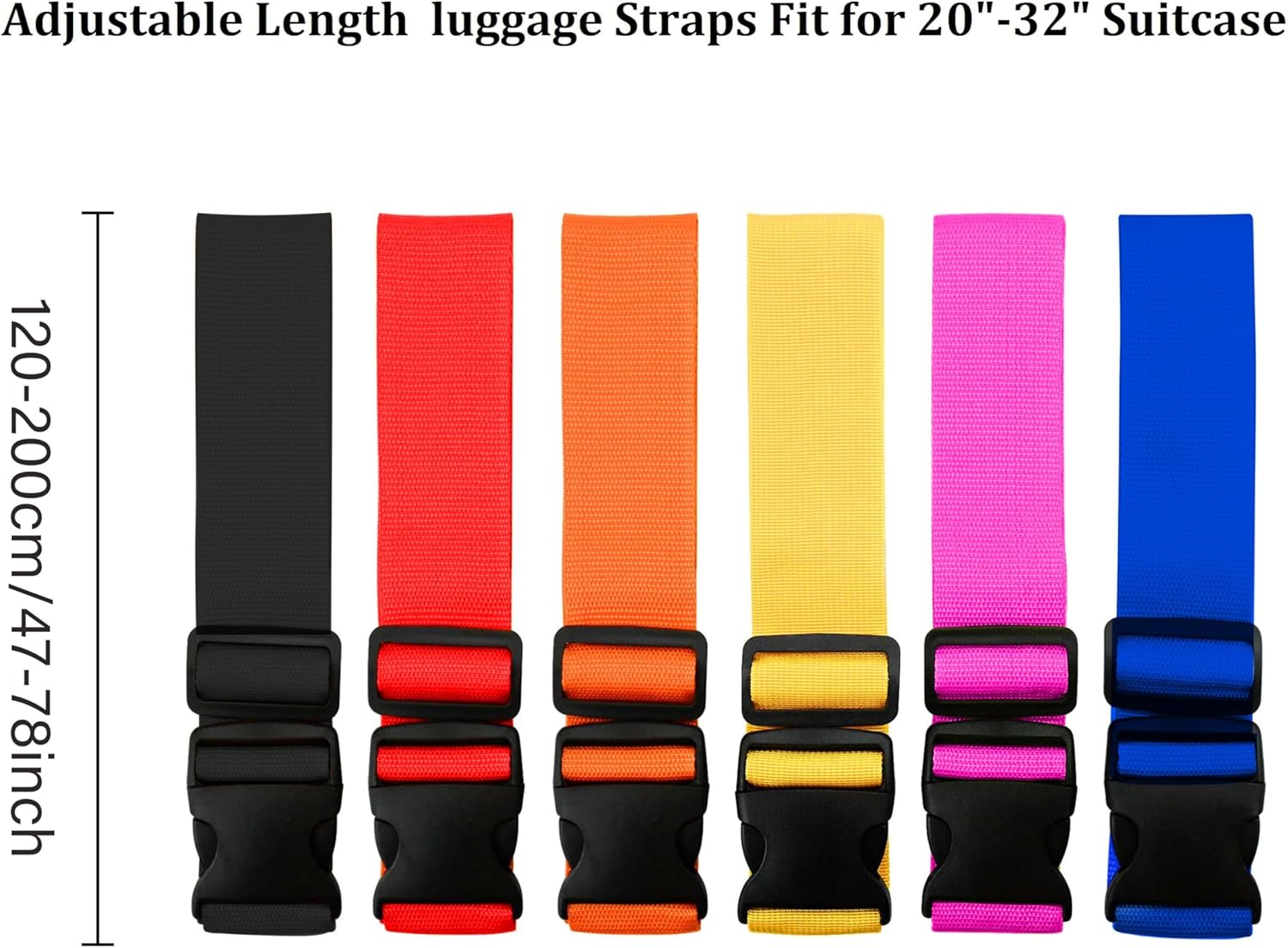 Travel Accessories Luggage Straps - أحزمة أمتعة قابلة للتعديل بألوان زاهية،