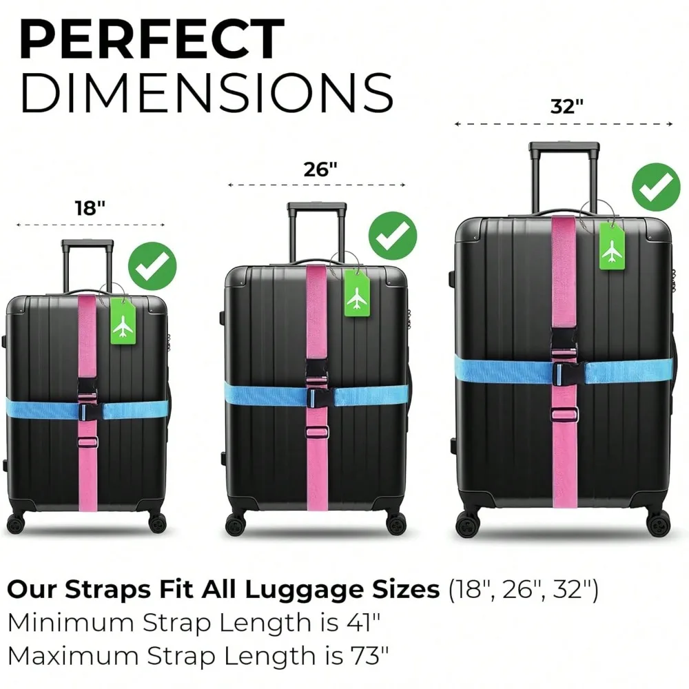 مجموعة حزام الأمتعة مع علامة ا - مراجعة Travel Accessories Luggage Straps وسعره