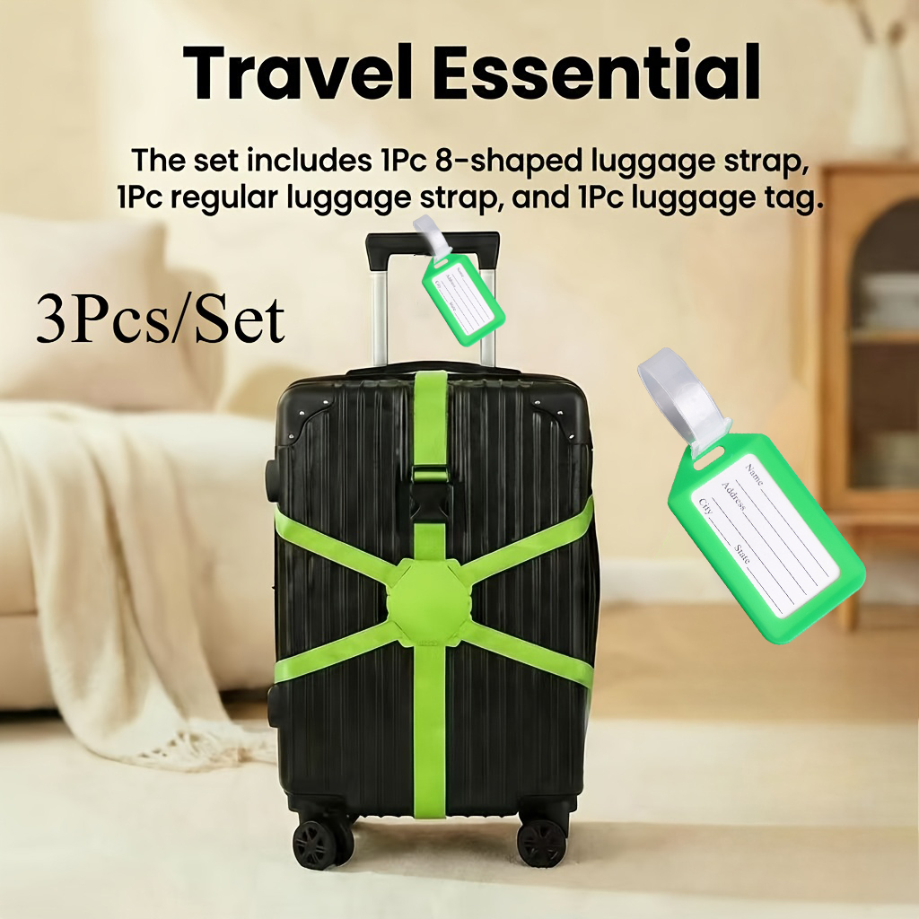 طقم من 3 قطع (حزامان للأمتعة و - مراجعة Travel Accessories Luggage Straps وسعره